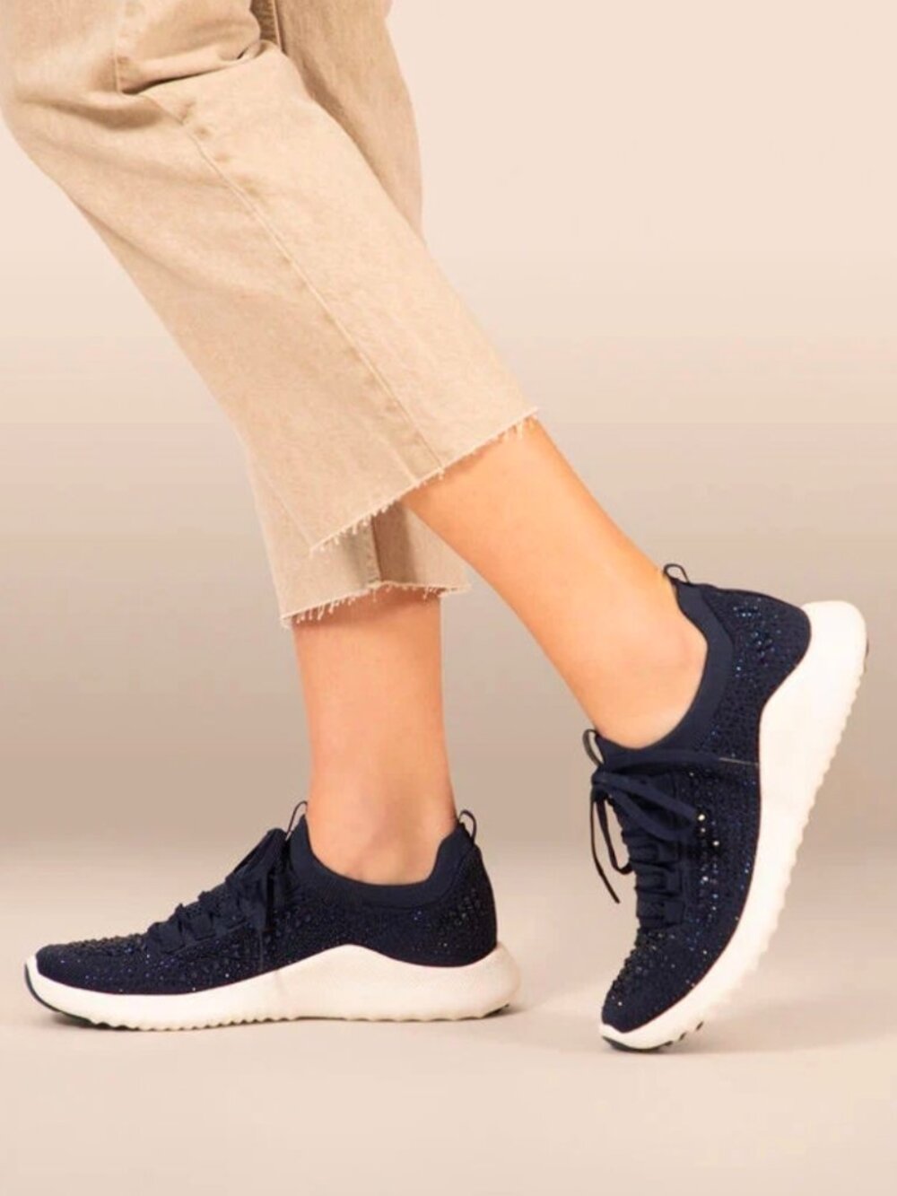 Aetrex Carly Navy Sparkle Arch Support Sneaker NEW Mature Maximalism Sizes